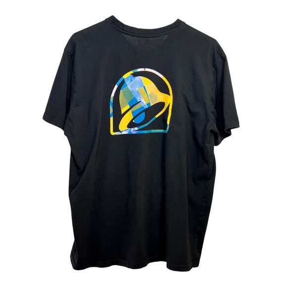 Taco Bell Uniform Employee T-Shirt Men Large Black V Neck S/S Color Logo on Back - Picture 1 of 3